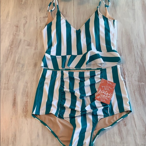 Kortni Jeane Other - Kortni Jeane Teal Striped Swimmers